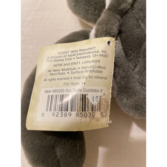 Wild Republic Cuddlekins Plush Sea Turtle 8" Soft Toy Tags 2007‎ - Picture 8 of 10